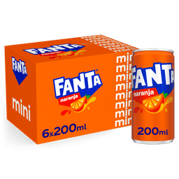 Refresco naranja Fanta mini lata 20cl pack 6