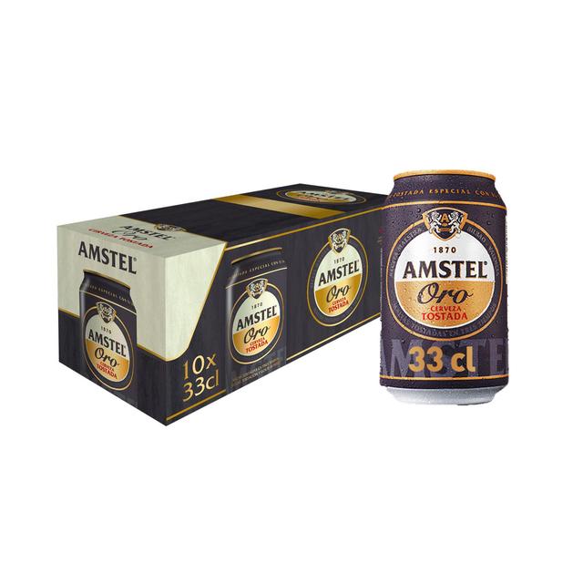 Cerveza tostada Amstel Oro pack 10 latas 33 cl