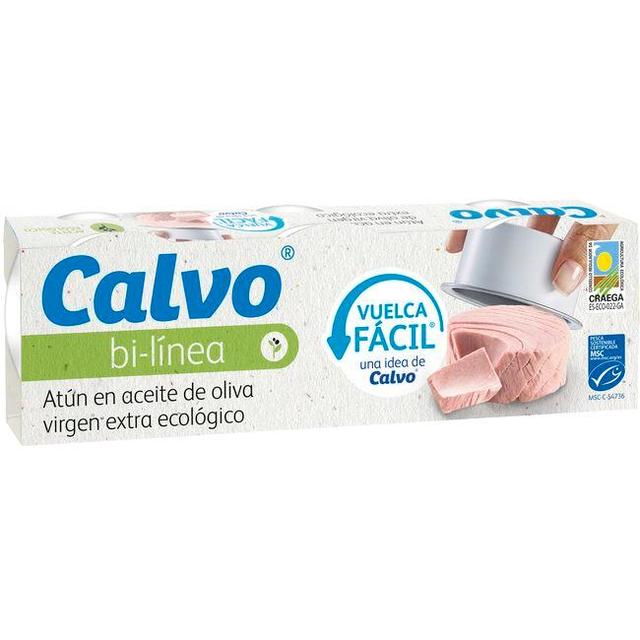 Atún con aceite de oliva ecológico calvo, pack 3x65 g