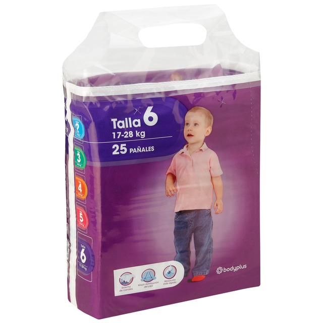 Pañal Bodyplus 25 uds talla 6 17-28kg