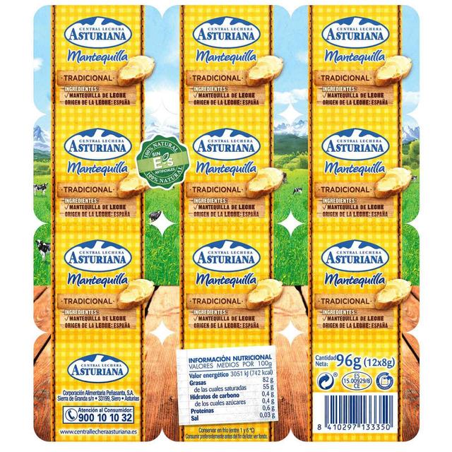 Mantequilla asturiana, pack 12x8 g