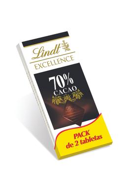Chocolate negro 70% Lindt Excellence pack 2 x 100g