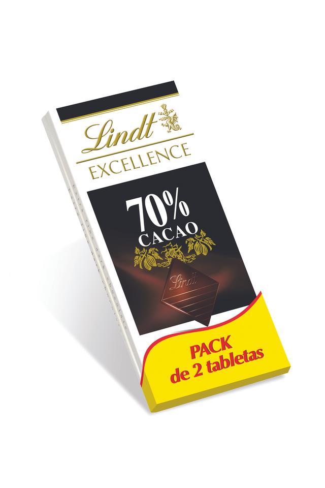Chocolate negro 70% Lindt Excellence pack 2 x 100g