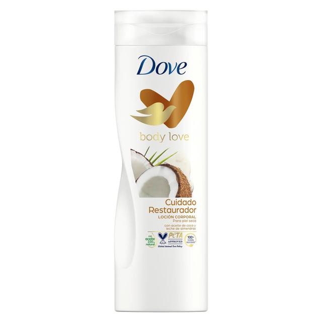Loción corporal cuidado restaurador con aceite de coco y leche de almendras para piel seca Dove 400 ml