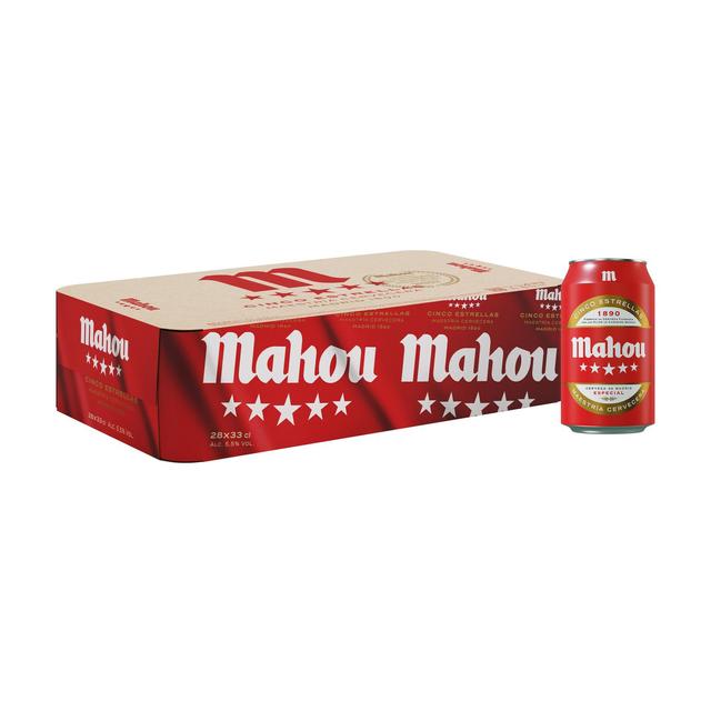 Cerveza Mahou 5 Estrellas especial pack de 28 latas de 33 cl
