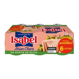 Atún claro en aceite de oliva Isabel pack de 6 latas de 52 g
