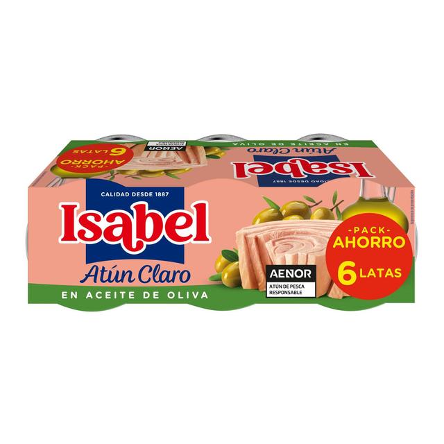 Atún claro en aceite de oliva Isabel pack de 6 latas de 52 g