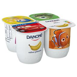 DANONE Yogur con sabor a plátano, elaborado con fermentos naturales 4 x 120 g