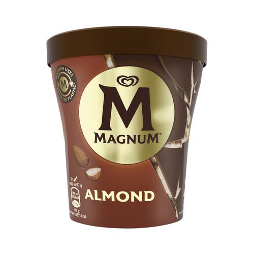 MAGNUM Tarrina de helado de vainilla, trocitos de almendras y láminas de chocolate con leche 440 ml