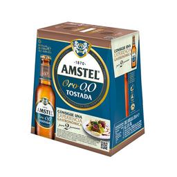 AMSTEL Oro Cerveza sin alcohol 0,0% tostadas pack de botellines 6x25 cl
