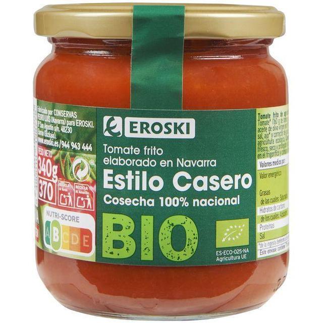 Tomate frito casero eroski bio, frasco 340 g
