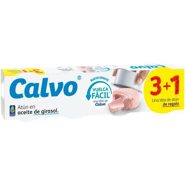 Atún de girasol calvo, pack 3x65 g + 1 lata gratis