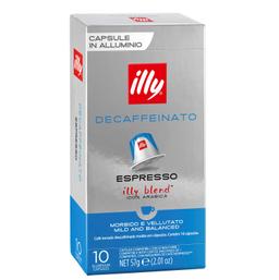 Café espresso descafeinado en cápsulas Illy compatible con Nespresso 10 ud