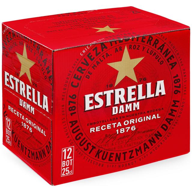 Cerveza Estrella Damm mediterránea pack de 12 botellas de 25 cl