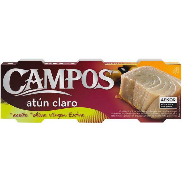 Atún claro en aceite de oliva virgen extra campos, pack 3x70 g