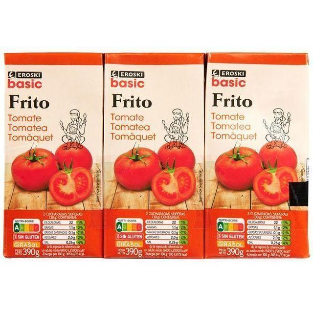 Tomate frito eroski basic, pack 3x390 g