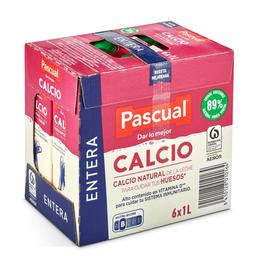 Leche entera calcio Pascual brik 6 x 1 l