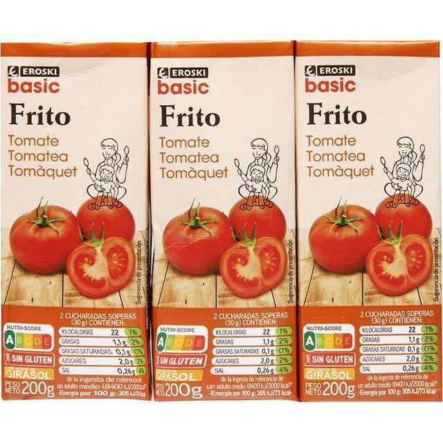 Tomate frito eroski basic, pack 3x200 g