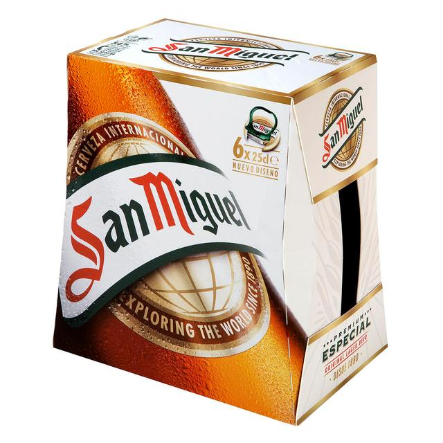 Cerveza San Miguel especial Lager pack de 6 botellas de 25 cl