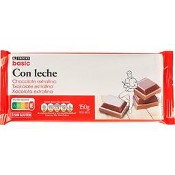 Chocolate con leche extrafino eroski basic, tableta 150 g
