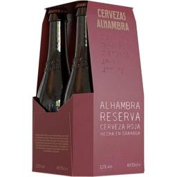 Cerveza reserva roja alhambra, pack botellín 4x33 cl