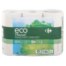 Papel higiénico maxi 3 capas ecológico Carrefour Eco Planet 6 ud