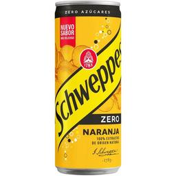 Refresco naranja con gas sin azúcar schweppes zero, lata 33 cl