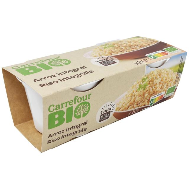 Arroz integral para microondas ecológico Carrefour Bio pack de 2 unidades de 125 g