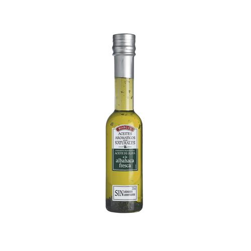 BORGES Aceite de oliva a la albahaca fresca botella de cristal de 200 ml