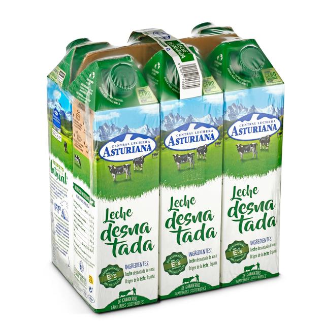 Leche desnatada Central Lechera Asturiana brik 6 x 1 l