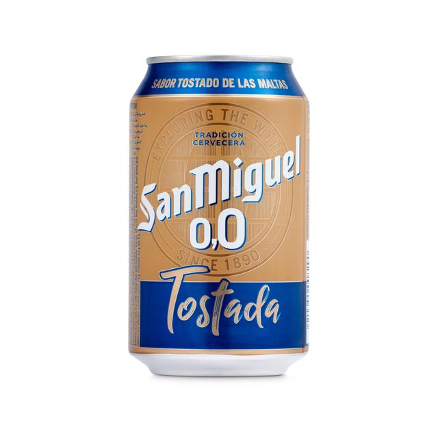 Cerveza tostada 0,0 san miguel, lata 33 cl