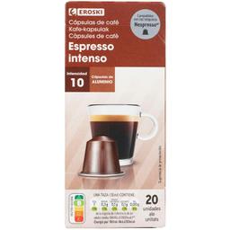 Café expresso intenso compatible nespresso eroski, caja 20 uds
