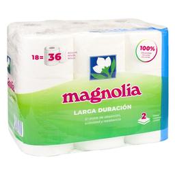 MAGNOLIA Papel higiénico (100% celulosa) 2 capas y larga duración 18 uds