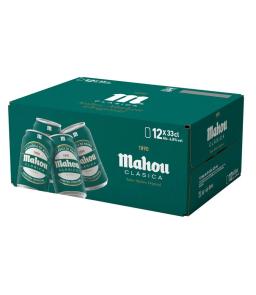 Cerveza rubia Mahou Clásica pack 12 latas 33cl 