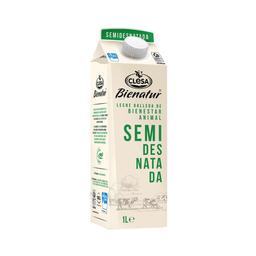 CLESA Leche semidesnatada de vaca de bienestar animal y origen gallego Bienatur 1 l