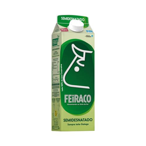 FEIRACO Leche de vaca semidesnatada y de origen 100% gallega 1 l