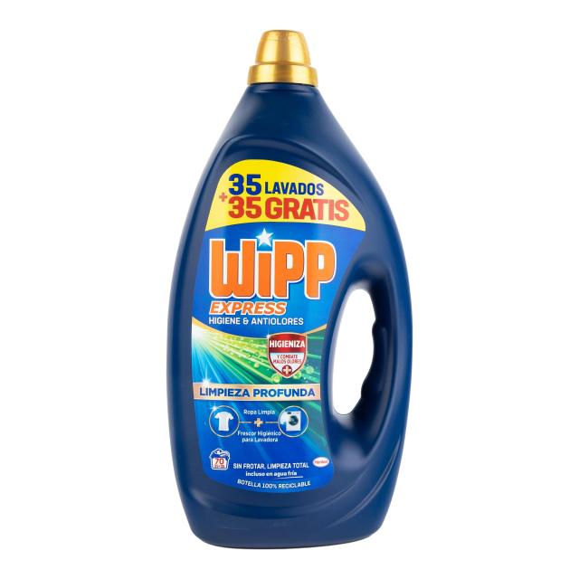 Detergente líquido Wipp Express 35+35 lavados higiene&antiolor