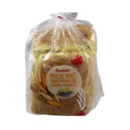 AUCHAN Pan de molde de maíz con semillas de girasol y calabaza 400 g