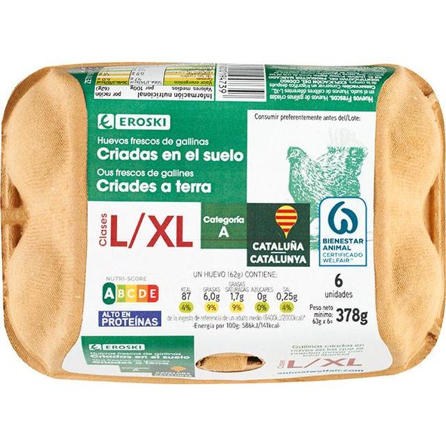 Huevo fresco suelo l/xl eroski cataluña, 1/2 docena
