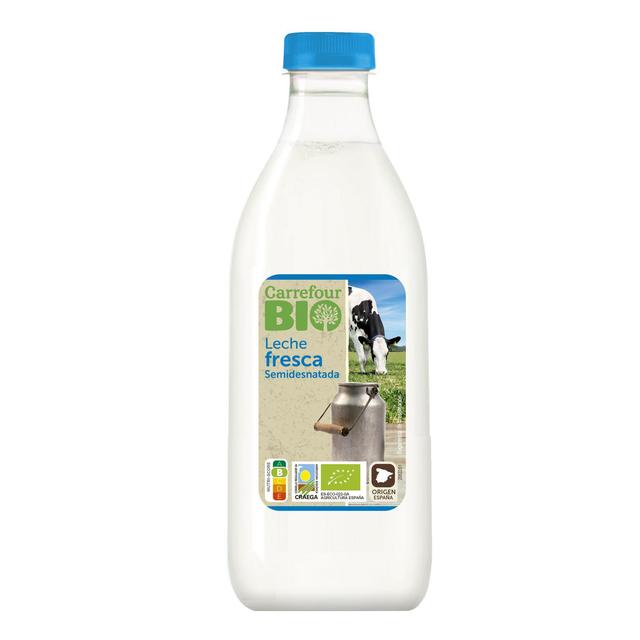 Leche semidesnatada fresca ecológica Carrefour botella 1 l