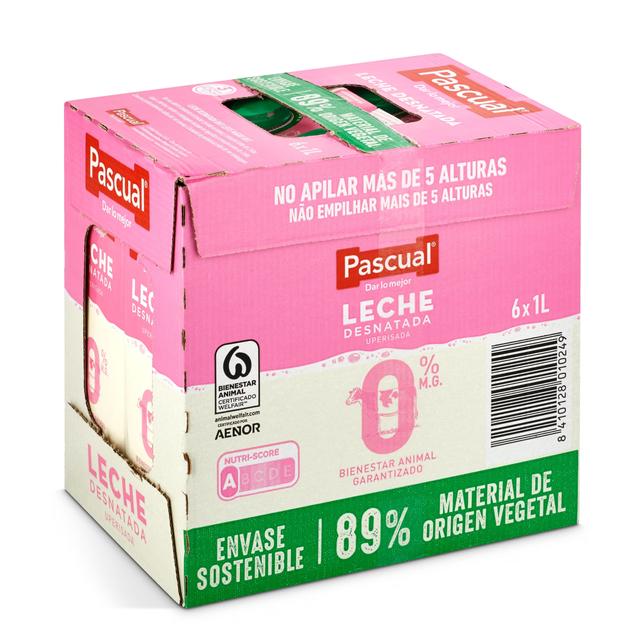 Leche desnatada Pascual brik 6 x 1 l