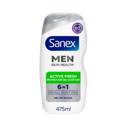 SANEX Gel de ducha o baño 6 en 1 cuerpo, para todo tipo de pieles, incluso secas SANEX Men active fresh 475 ml