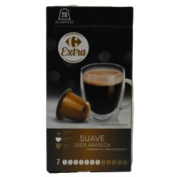 Café suave en cápsulas Carrefour Extra compatible con Nespresso 20 ud