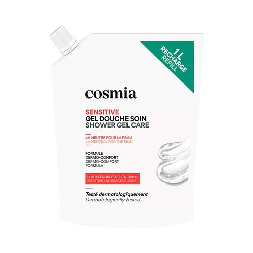 COSMIA Sensitive Recarga gel de baño o ducha con pH neutro, para pieles sensibles y reactivas 1 l
