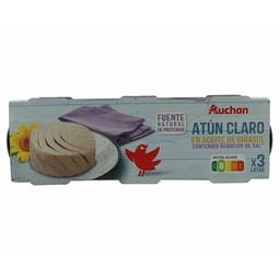 PRODUCTO ALCAMPO Atún claro en aceite de girasol con contenido reducido en sal lata 52 g. pack de 3 uds