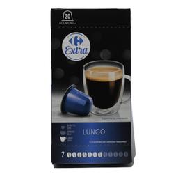 Café lungo en cápsulas Carrefour Extra compatible con Nespresso pack de 20 unidades de 5,2 g