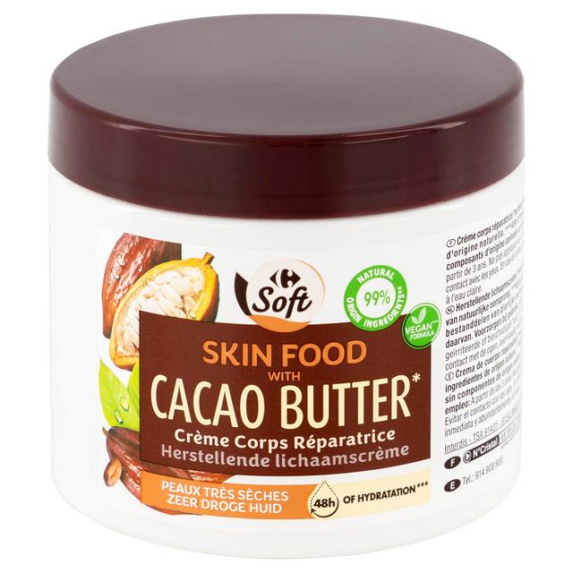 Crema reparadora corporal con manteca de cacao Soft Carrefour 400 ml