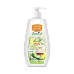 NATURAL HONEY Super food Loción hidratante (hasta 48 horas), con aloe vera y aguacate 360 ml