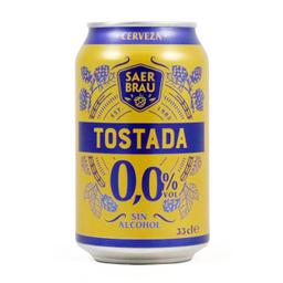 Cerveza tostada Saer Brau 0,0 sin alcohol lata 33 cl