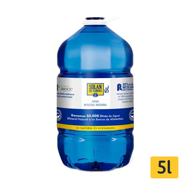 Agua mineral solan de cabras, garrafa 5 litros